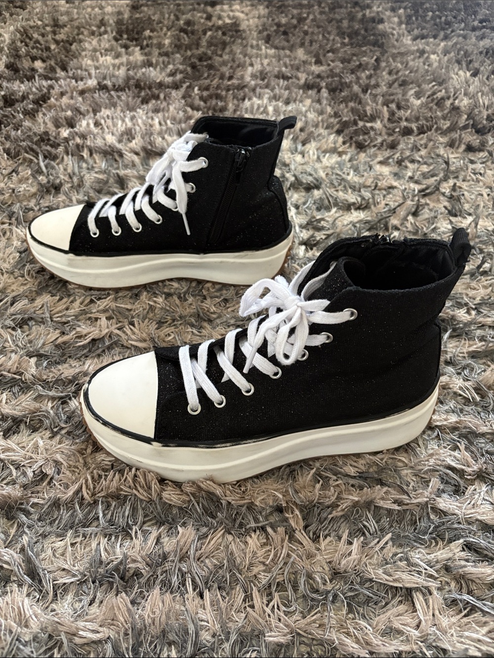 Steve Madden Black and White High-Top Sneakers - Picture 3 of 14